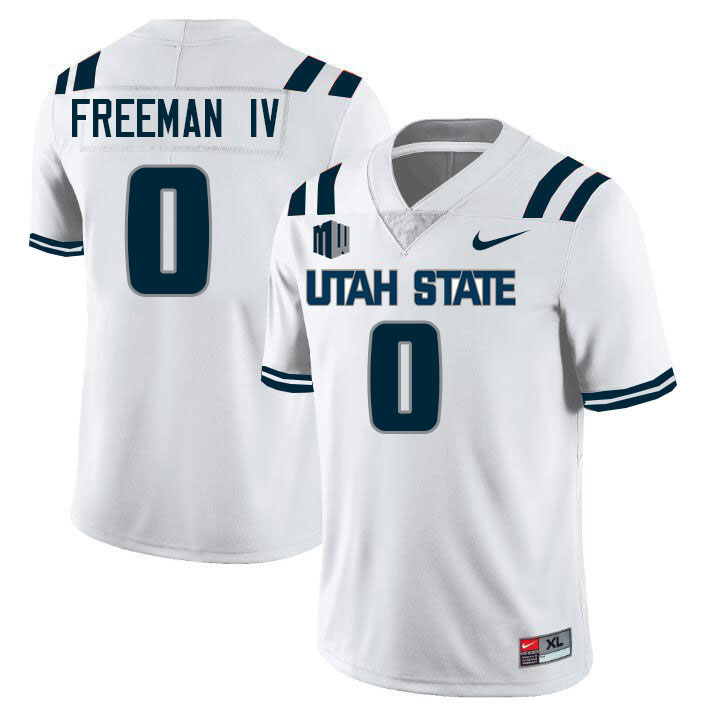 Utah State Aggies #0 Robert Freeman IV College Football Jerseys Stitched-White